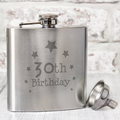 30th Birthday Hip Flask Glasses & Barware Everything Personal