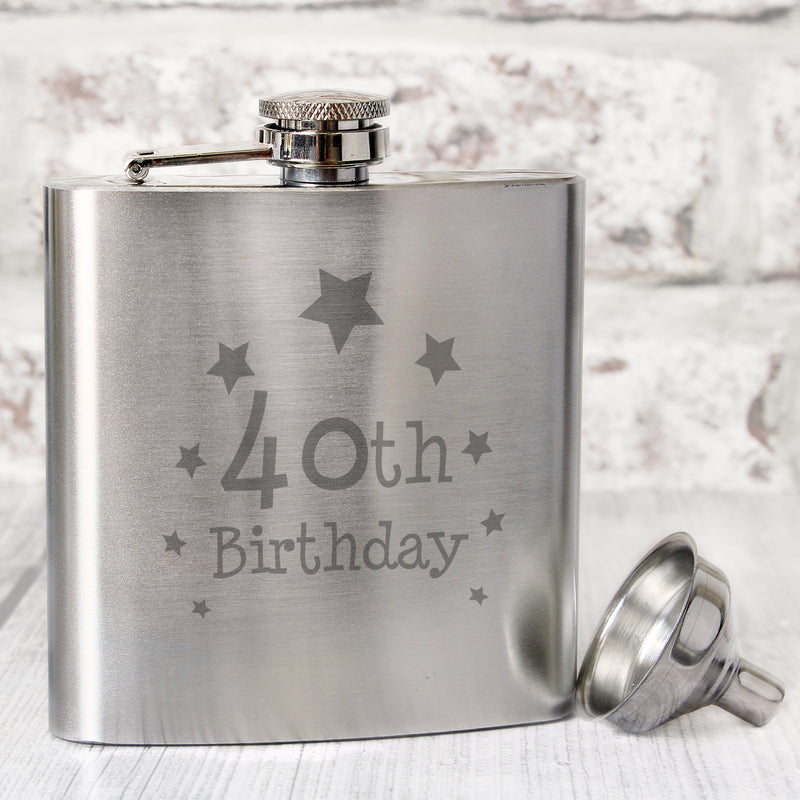 40th Birthday Hip Flask Glasses & Barware Everything Personal