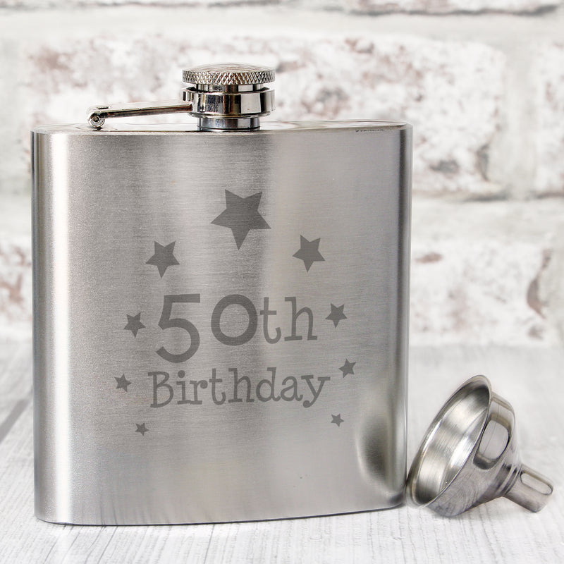 50th Birthday Hip Flask Glasses & Barware Everything Personal