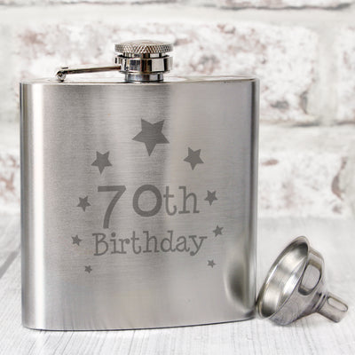 70th Birthday Hip Flask Glasses & Barware Everything Personal
