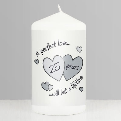 Perfect Love Silver Anniversary Pillar Candle Candles & Reed Diffusers Everything Personal