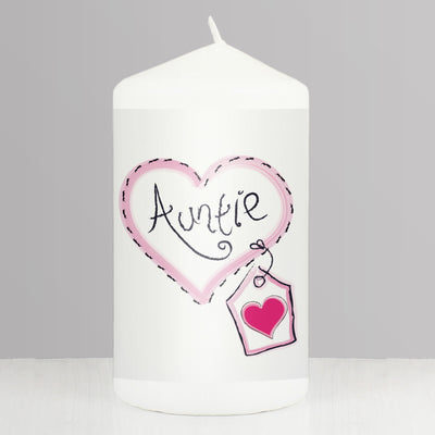 Auntie Heart Stitch Pillar Candle Candles & Reed Diffusers Everything Personal