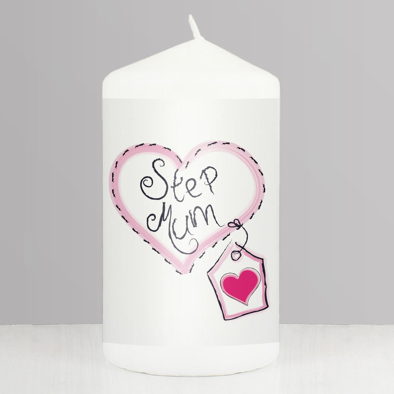 Step Mum Heart Stitch Pillar Candle Candles & Reed Diffusers Everything Personal