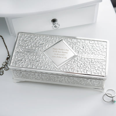 Personalised Antique Silver Plated Jewellery Box Trinket, Jewellery & Keepsake Boxes Everything Personal