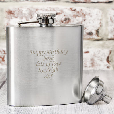 Personalised Boxed Stainless Steel Hip Flask Glasses & Barware Everything Personal