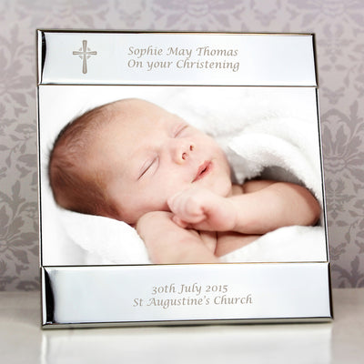 Personalised Silver Cross Square 6x4 Photo Frame Photo Frames, Albums and Guestbooks Everything Personal