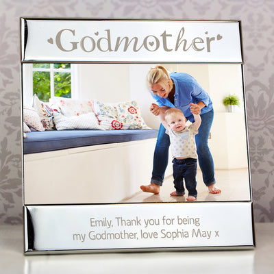 Personalised Silver Godmother Square 6x4 Photo Frame Photo Frames, Albums and Guestbooks Everything Personal