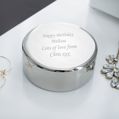 Personalised Round Trinket Box Trinket, Jewellery & Keepsake Boxes Everything Personal