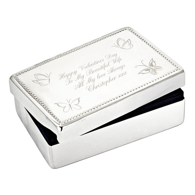 Personalised Butterfly Rectangular Jewellery Box Trinket, Jewellery & Keepsake Boxes Everything Personal