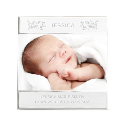 Personalised Silver Floral Square 6x4 Landscape Photo Frame Photo Frames, Albums and Guestbooks Everything Personal