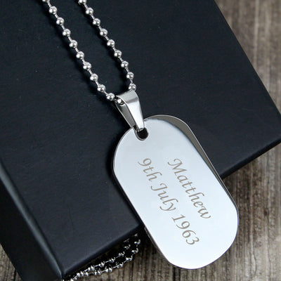 Personalised Stainless Steel Dog Tag Necklace Jewellery Everything Personal