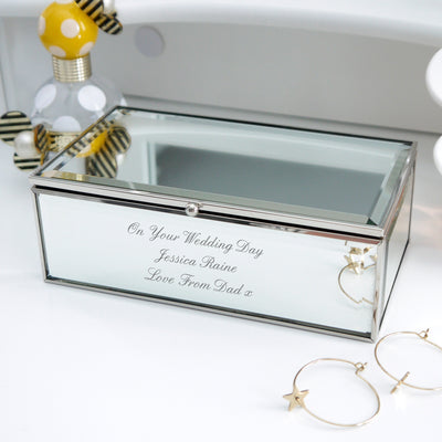 Personalised Any Message Mirrored Jewellery Box Trinket, Jewellery & Keepsake Boxes Everything Personal