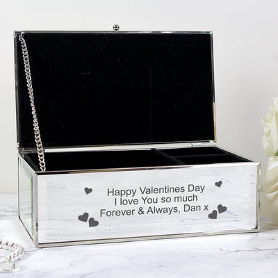 Personalised Hearts Mirrored Jewellery Box Trinket, Jewellery & Keepsake Boxes Everything Personal
