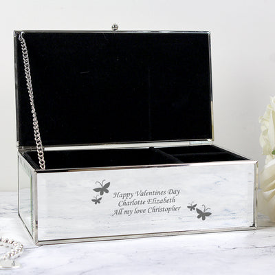 Personalised Butterflies Mirrored Jewellery Box Trinket, Jewellery & Keepsake Boxes Everything Personal