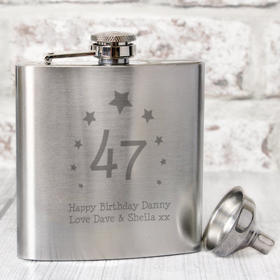 Personalised Stars Age Hip Flask Glasses & Barware Everything Personal