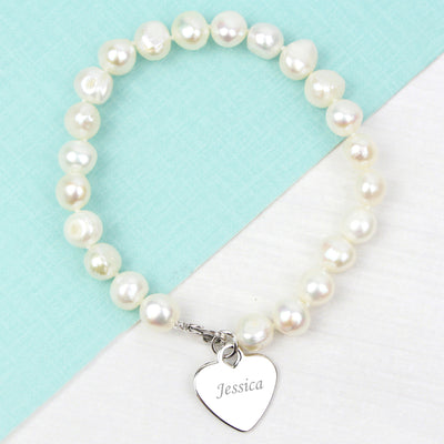 Personalised White Freshwater Pearl Scripted Name Bracelet Jewellery Everything Personal