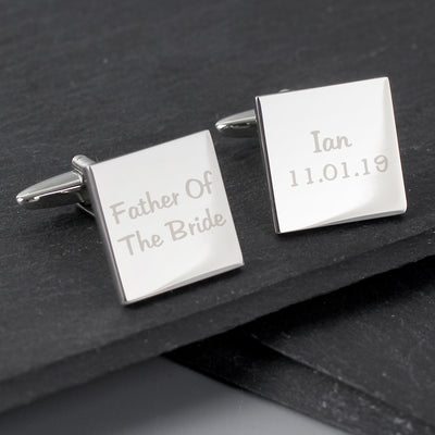 Personalised Wedding Role Square Cufflinks - 2 line Jewellery Everything Personal