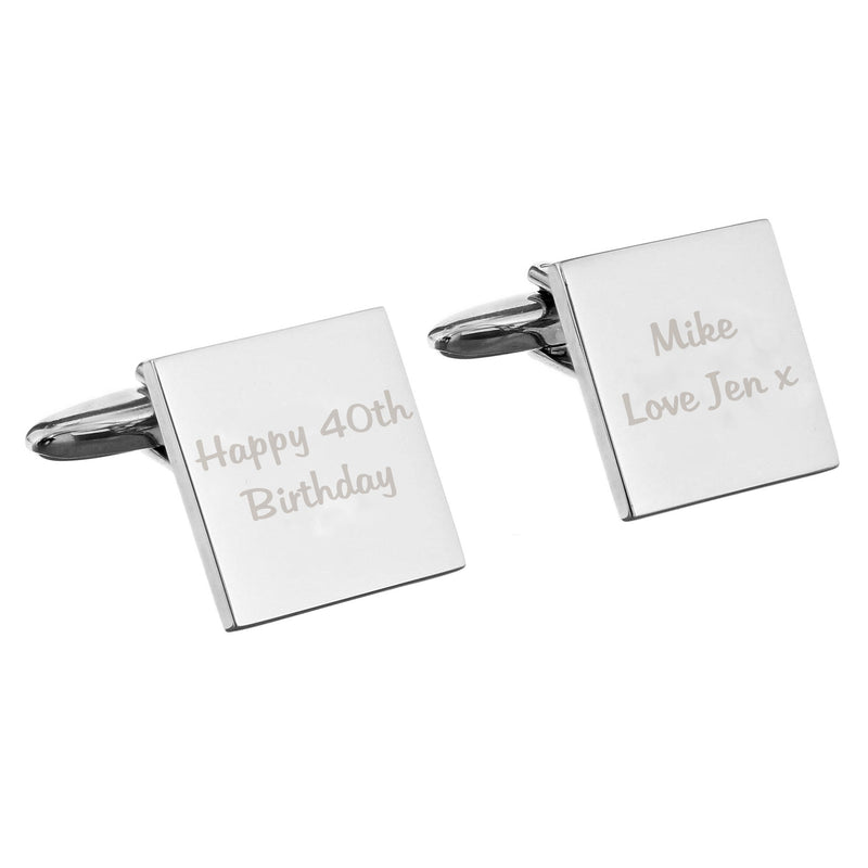 Personalised Square Cufflinks - 2 lines Jewellery Everything Personal