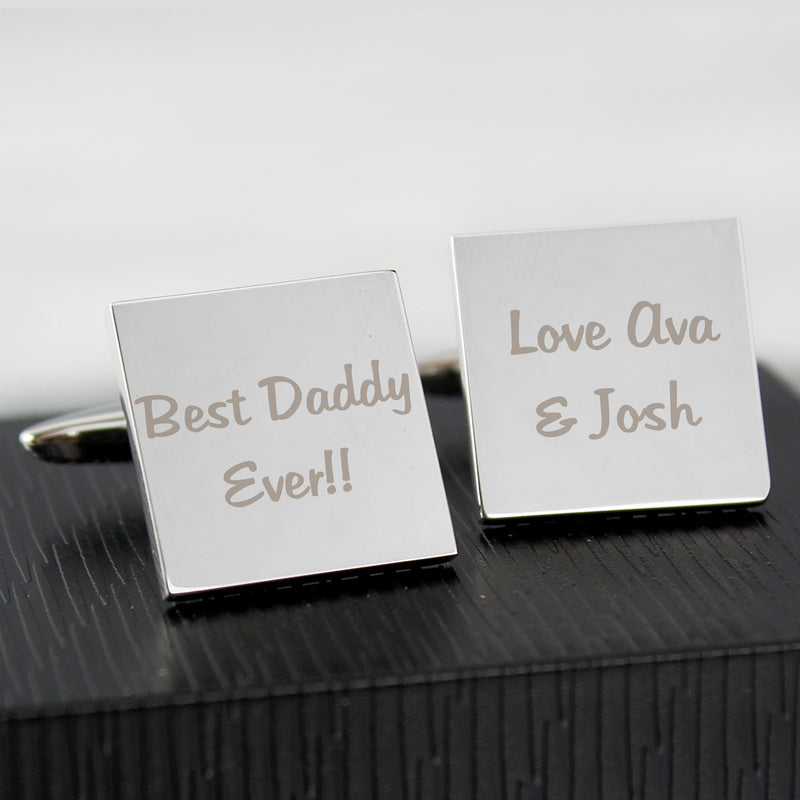 Personalised Any Message Square Cufflinks - 2 lines Jewellery Everything Personal
