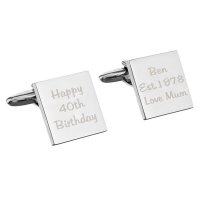Personalised Square Cufflinks - 3 lines Jewellery Everything Personal
