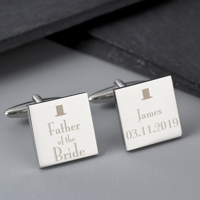 Personalised Decorative Wedding Father of the Bride Square Cufflinks Jewellery Everything Personal