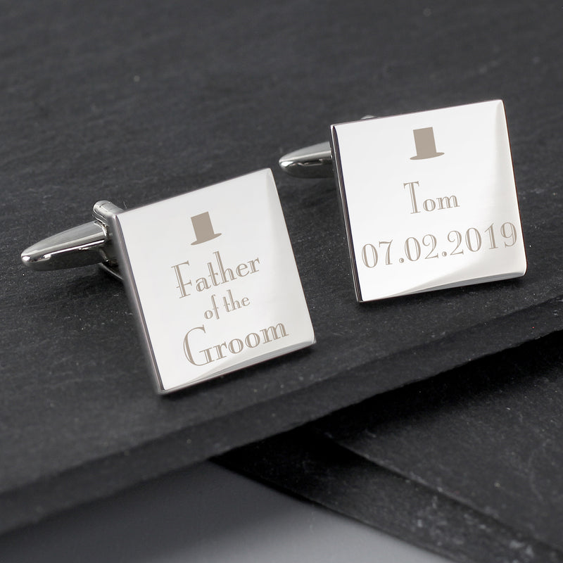 Personalised Decorative Wedding Father of the Groom Square Cufflinks Jewellery Everything Personal
