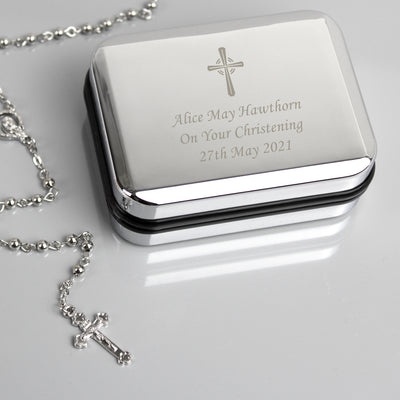 Personalised Rosary Beads and Cross Trinket Box Trinket, Jewellery & Keepsake Boxes Everything Personal