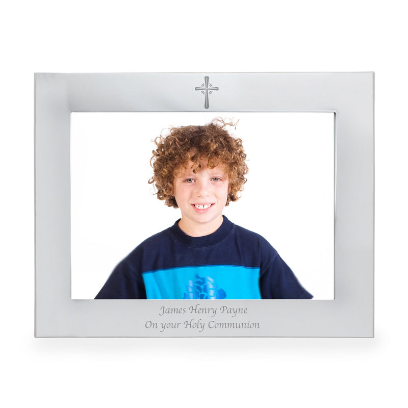 Personalised Silver 7x5 Landscape Cross Photo Frame Photo Frames, Albums and Guestbooks Everything Personal