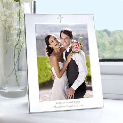 Personalised Silver 5x7 Cross Photo Frame Photo Frames, Albums and Guestbooks Everything Personal