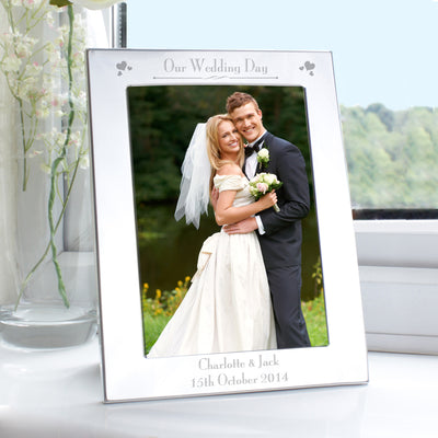 Personalised Silver 5x7 Decorative Our Wedding Day Photo Frame Photo Frames, Albums and Guestbooks Everything Personal