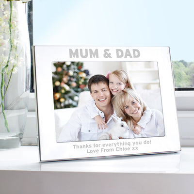 Personalised Silver 7x5 Mum & Dad Photo Frame Photo Frames, Albums and Guestbooks Everything Personal