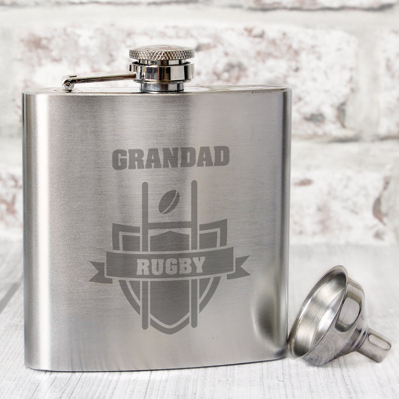 Personalised Rugby Hip Flask Glasses & Barware Everything Personal