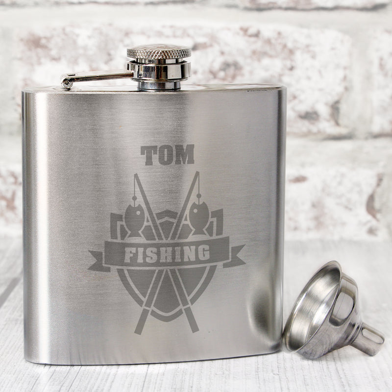 Personalised Fishing Hip Flask Glasses & Barware Everything Personal