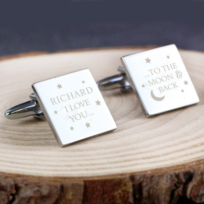 Personalised To the Moon and Back Square Cufflinks Jewellery Everything Personal