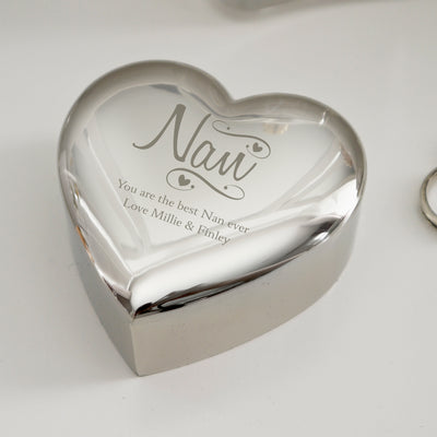 Personalised Nan Swirls & Hearts Trinket Box Trinket, Jewellery & Keepsake Boxes Everything Personal