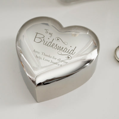 Personalised Bridesmaid Swirls & Hearts Trinket Box Trinket, Jewellery & Keepsake Boxes Everything Personal