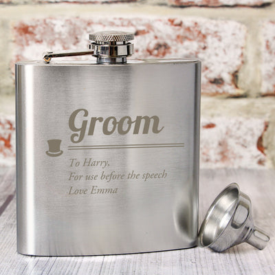 Personalised Groom Hip Flask Glasses & Barware Everything Personal