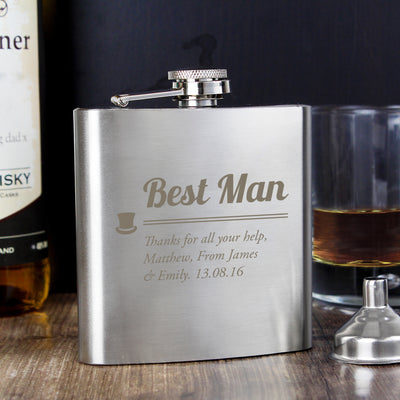 Personalised Best Man Hip Flask Glasses & Barware Everything Personal