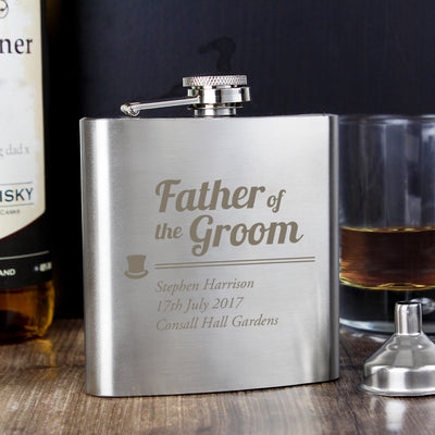 Personalised Father of the Groom Hip Flask Glasses & Barware Everything Personal