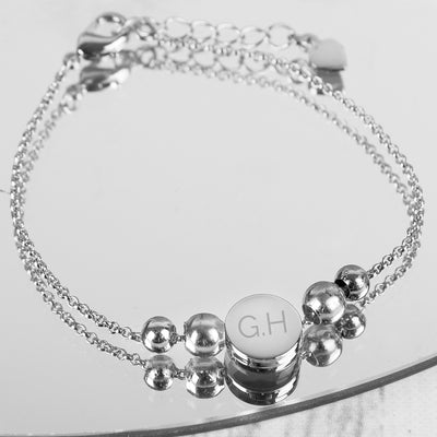 Personalised Silver Plated Initials Disc Bracelet Jewellery Everything Personal