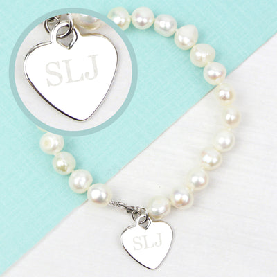Personalised White Freshwater Pearl Initial Bracelet Jewellery Everything Personal