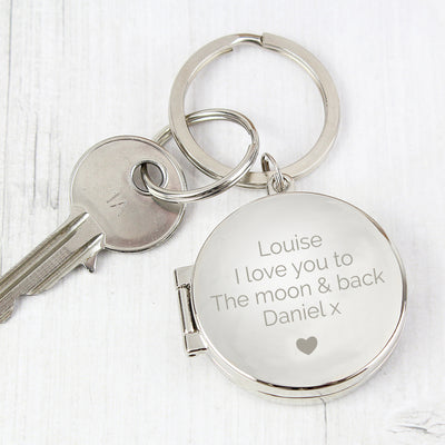 Personalised Heart Motif Round Photo Keyring Keepsakes Everything Personal