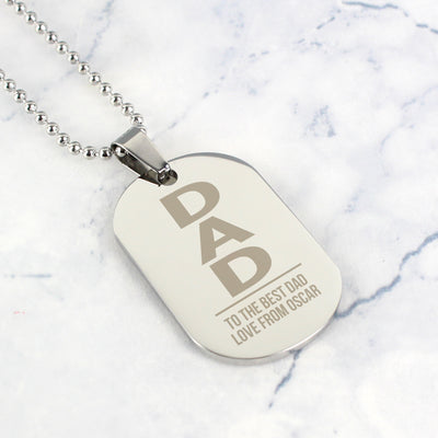 Personalised Dad Stainless Steel Dog Tag Necklace Jewellery Everything Personal