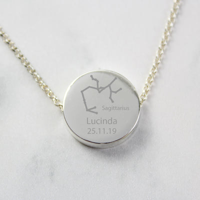 Personalised Sagittarius Zodiac Star Sign Silver Tone Necklace (November 22nd - December 21st) Jewellery Everything Personal