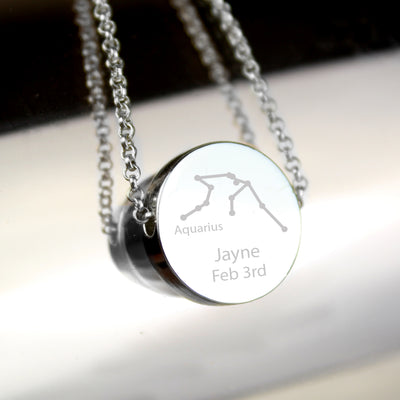 Personalised Aquarius Zodiac Star Sign Silver Tone Necklace (January 20th - February 18th) Jewellery Everything Personal