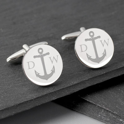 Personalised Anchor Round Cufflinks Jewellery Everything Personal