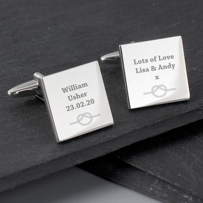 Personalised Tie the Knot Square Cufflinks Jewellery Everything Personal