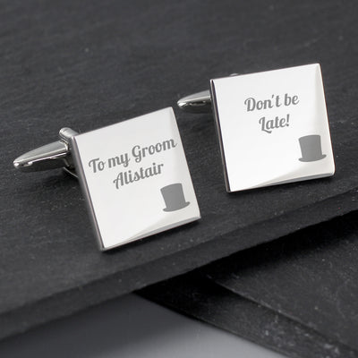 Personalised Top Hat Wedding Square Cufflinks Jewellery Everything Personal
