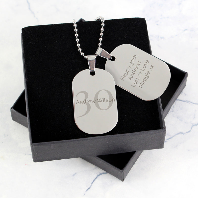 Personalised Big Age Stainless Steel Double Dog Tag Necklace Jewellery Everything Personal