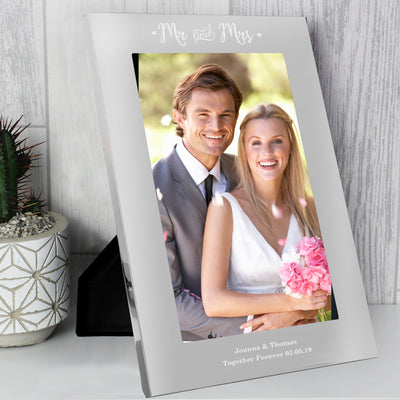 Personalised Mr & Mrs 5x7 Silver Photo Frame Photo Frames, Albums and Guestbooks Everything Personal